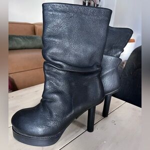 Henry Beguelin Black Leather Platform Boots